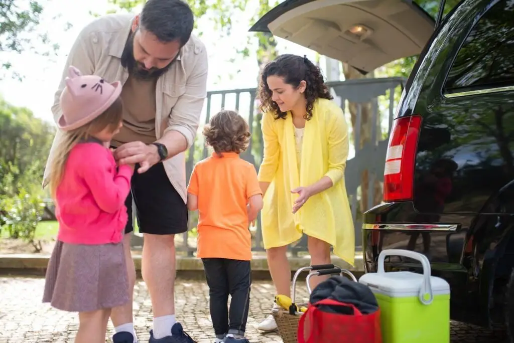 family getting ready for the trip